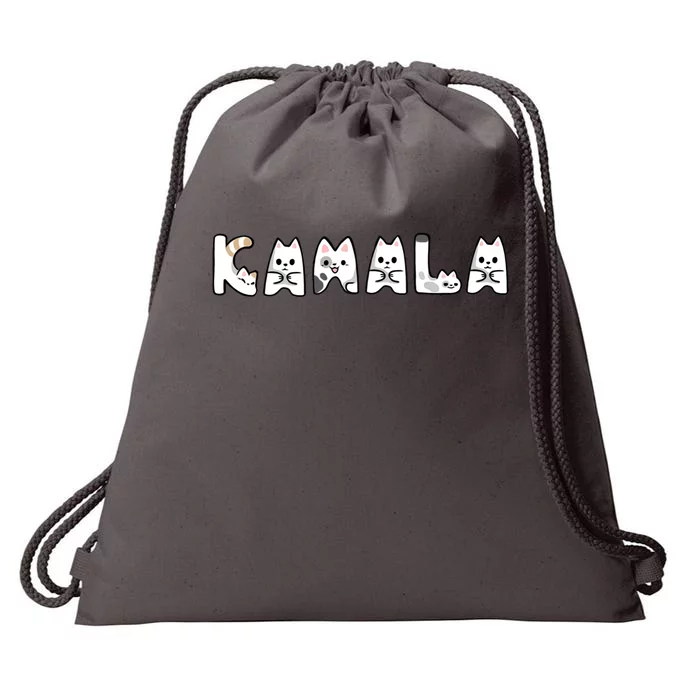 Kamala Cute Cat Lettering Alphabet Cat Lady Support Harris Drawstring Bag