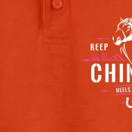 Keep Calm Chin Up Heels Down Cute Gift Horseback Riding Gift Dry Zone Grid Performance Polo