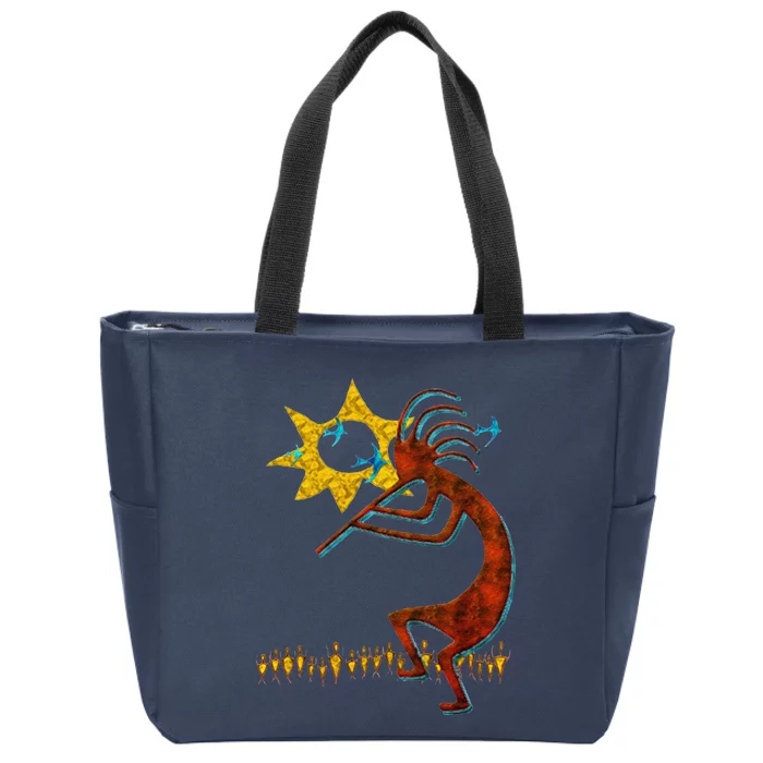 Kokopelli Concert Cool Fashion Native American Zip Tote Bag