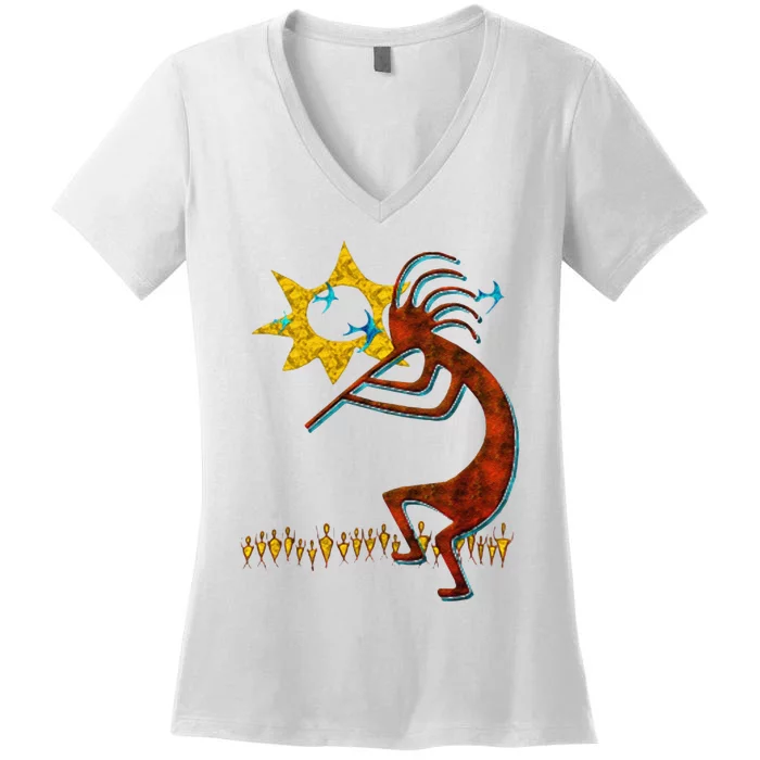 Kokopelli Concert Cool Fashion Native American Women's V-Neck T-Shirt