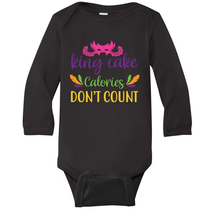 King Cake Calories Don't Count Baby Long Sleeve Bodysuit