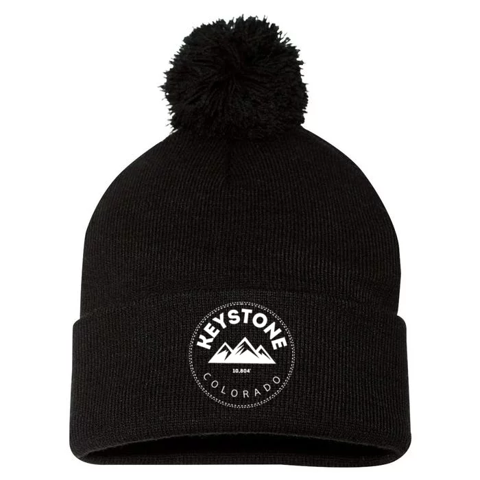 Keystone Colorado CO Mountain Town Funny Gift Elevated CO Skiing Gift Pom Pom 12in Knit Beanie