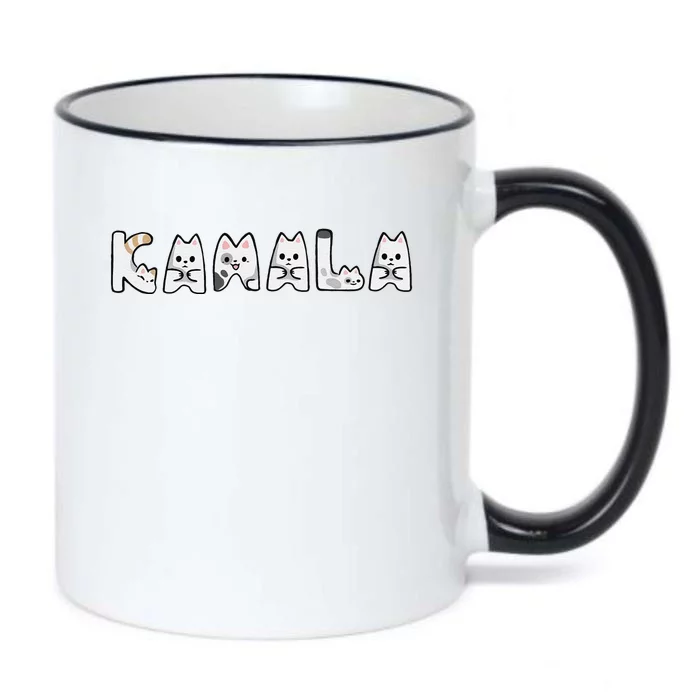 Kamala Cute Cat Lettering Alphabet Cat Lady Support Harris Black Color Changing Mug