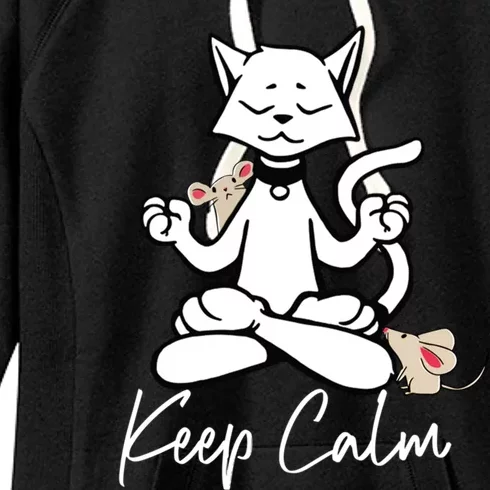 Keep Calm Do Yoga Cat Kitten Meditation Relaxation Gift Women's Fleece Hoodie