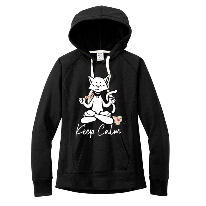 Keep Calm Do Yoga Cat Kitten Meditation Relaxation Gift Women's Fleece Hoodie