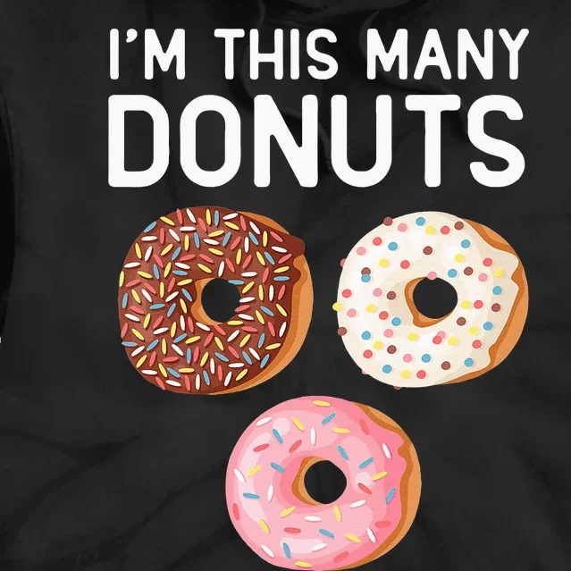 Kids Cute Donut 3rd Birthday Im This Many Donuts 3 Year Old Tie Dye Hoodie