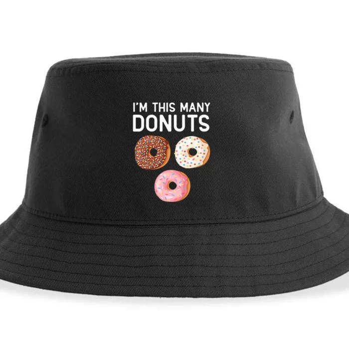 Kids Cute Donut 3rd Birthday Im This Many Donuts 3 Year Old Sustainable Bucket Hat