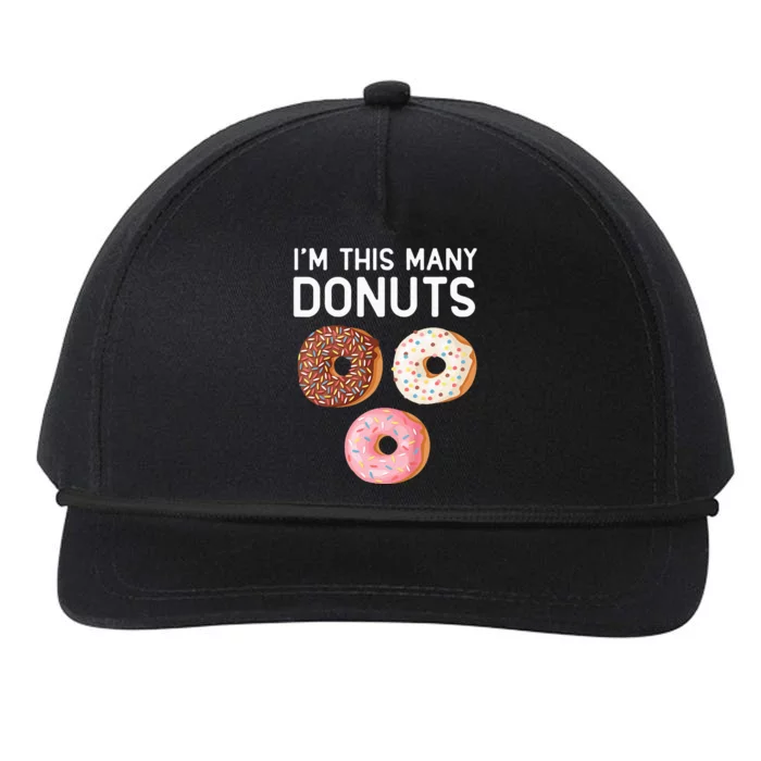 Kids Cute Donut 3rd Birthday Im This Many Donuts 3 Year Old Snapback Five-Panel Rope Hat