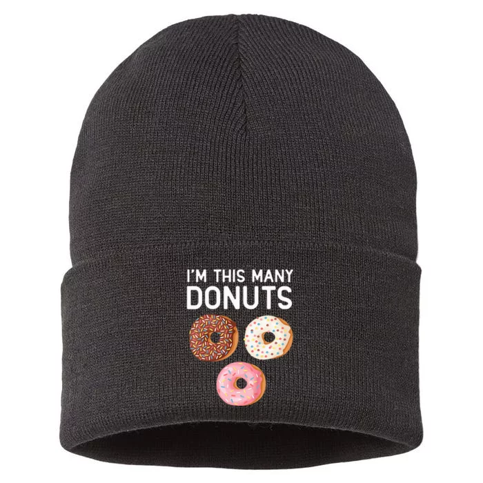 Kids Cute Donut 3rd Birthday Im This Many Donuts 3 Year Old Sustainable Knit Beanie