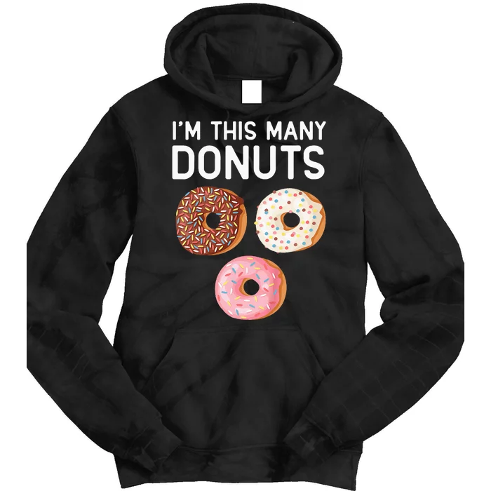 Kids Cute Donut 3rd Birthday Im This Many Donuts 3 Year Old Tie Dye Hoodie