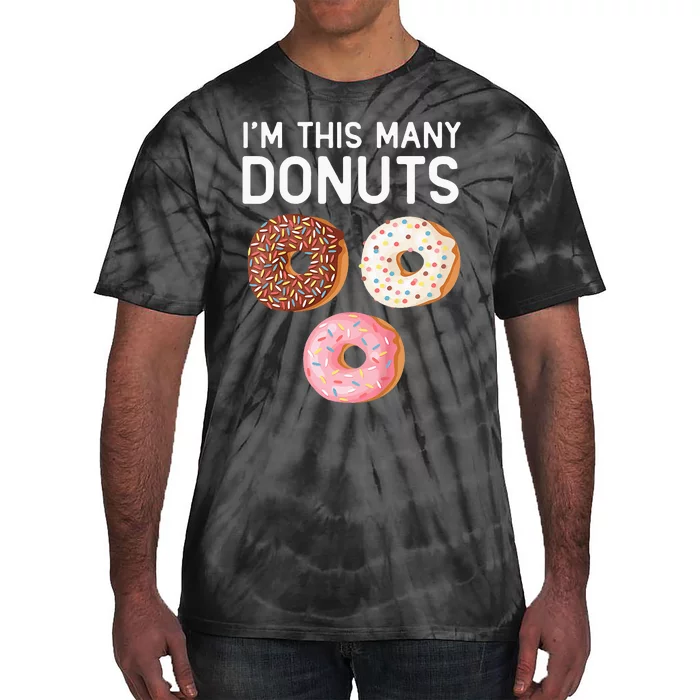 Kids Cute Donut 3rd Birthday Im This Many Donuts 3 Year Old Tie-Dye T-Shirt