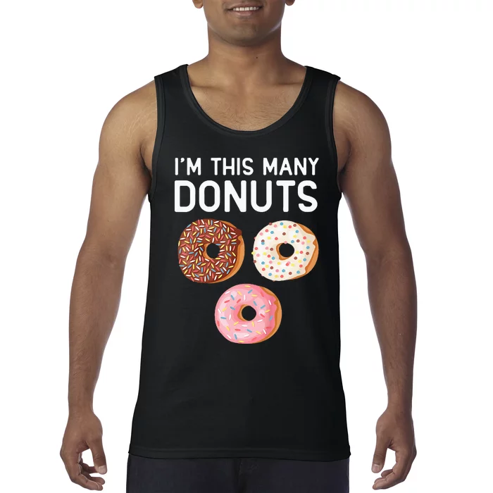 Kids Cute Donut 3rd Birthday Im This Many Donuts 3 Year Old Tank Top