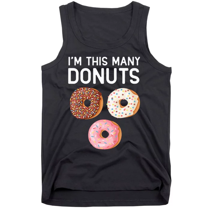 Kids Cute Donut 3rd Birthday Im This Many Donuts 3 Year Old Tank Top