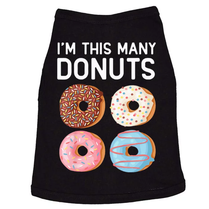 Kids Cute Donut 4th Birthday Im This Many Donuts 4 Year Old Doggie Tank