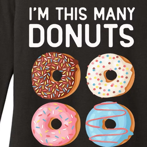 Kids Cute Donut 4th Birthday Im This Many Donuts 4 Year Old Womens CVC Long Sleeve Shirt