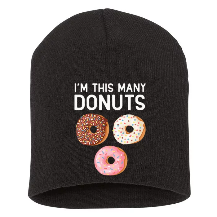 Kids Cute Donut 3rd Birthday Im This Many Donuts 3 Year Old Short Acrylic Beanie