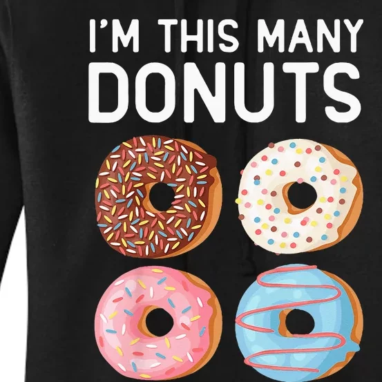 Kids Cute Donut 4th Birthday Im This Many Donuts 4 Year Old Women's Pullover Hoodie