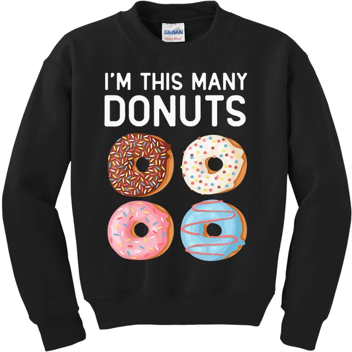 Kids Cute Donut 4th Birthday Im This Many Donuts 4 Year Old Kids Sweatshirt