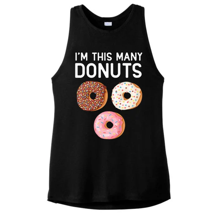 Kids Cute Donut 3rd Birthday Im This Many Donuts 3 Year Old Ladies Tri-Blend Wicking Tank