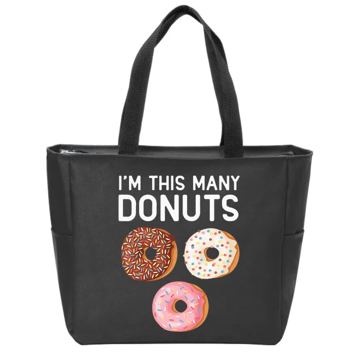 Kids Cute Donut 3rd Birthday Im This Many Donuts 3 Year Old Zip Tote Bag