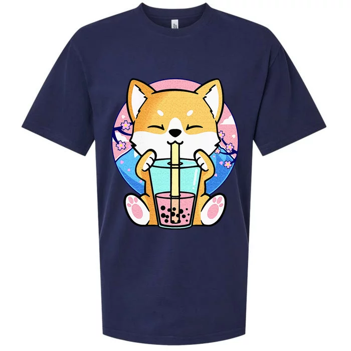 Kawaii Corgi Dog Bubble Tea Boba Anime Neko Japanese Kids Sueded Cloud Jersey T-Shirt