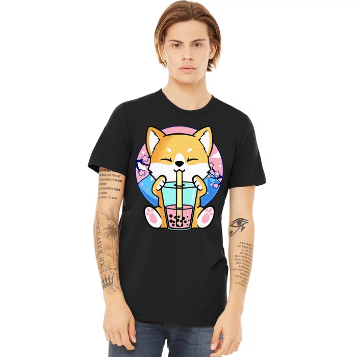 Kawaii Corgi Dog Bubble Tea Boba Anime Neko Japanese Kids Premium T-Shirt