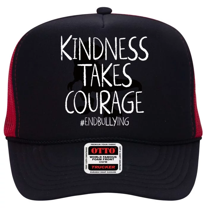 Kindness Courage Dino Kids Unity Day Orange Anti Bullying High Crown Mesh Trucker Hat