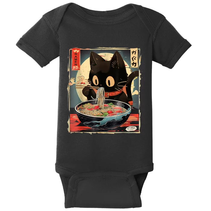 Kawaii Cat Eating Ramen Noodles Anime Gift Teens Baby Bodysuit