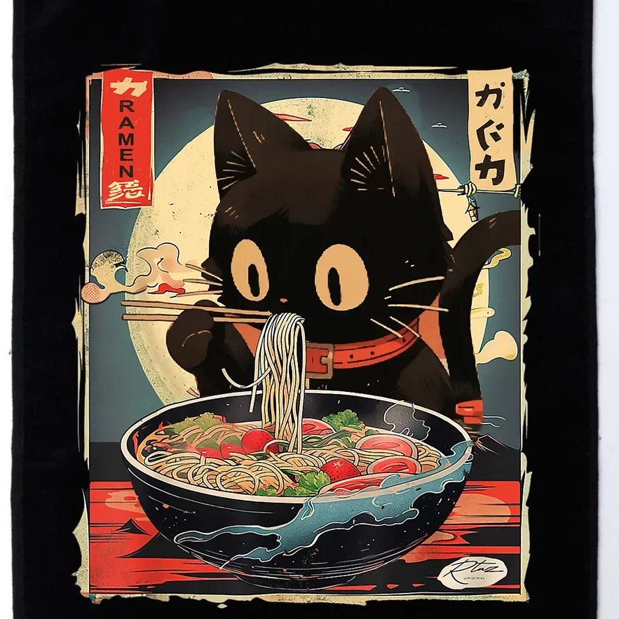 Kawaii Cat Eating Ramen Noodles Anime Gift Girl Teens Platinum Collection Golf Towel