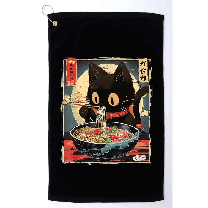 Kawaii Cat Eating Ramen Noodles Anime Gift Girl Teens Platinum Collection Golf Towel