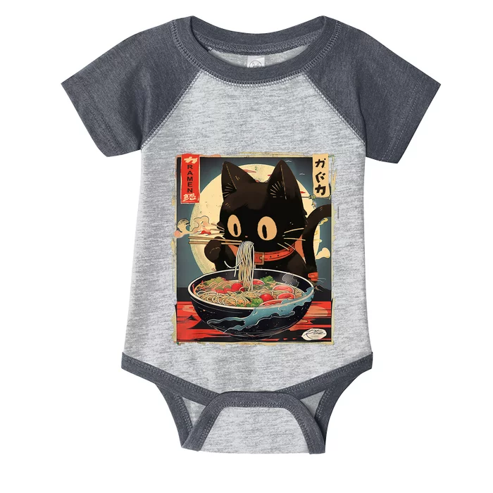 Kawaii Cat Eating Ramen Noodles Anime Gift Girl Teens Infant Baby Jersey Bodysuit