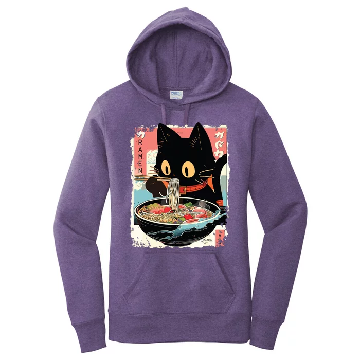 Kawaii Cat Eating Ramen Noodles Anime Women's Pullover Hoodie