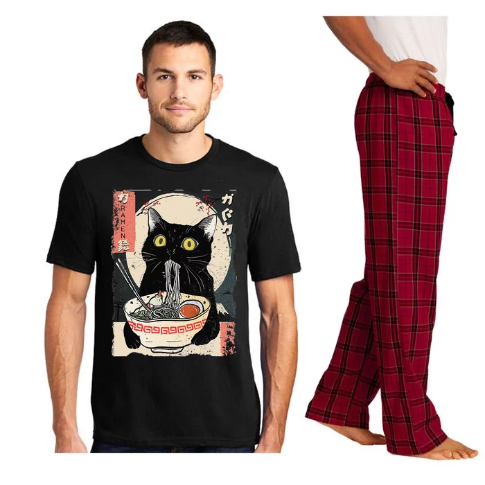 Kawaii Cat Eating Ramen Noodles Funny Anime Gift Pajama Set