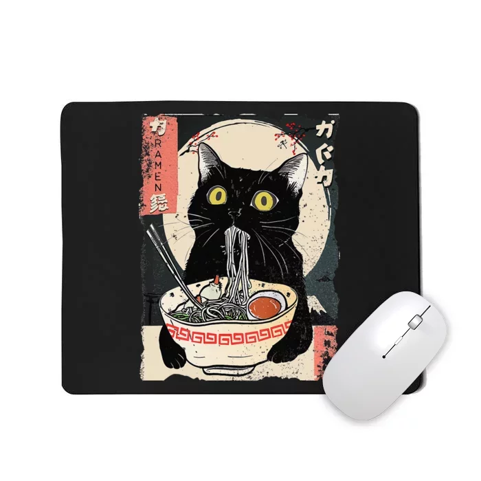 Kawaii Cat Eating Ramen Noodles Funny Anime Gift Mousepad