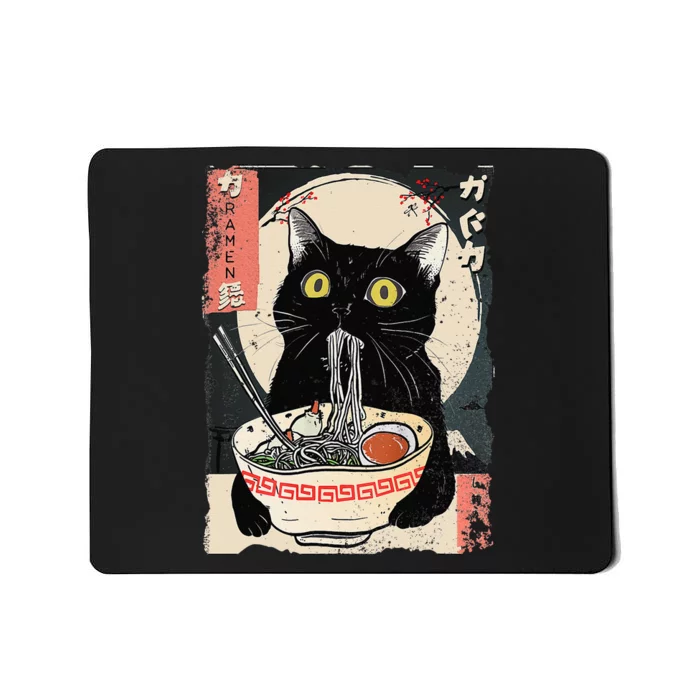 Kawaii Cat Eating Ramen Noodles Funny Anime Gift Mousepad