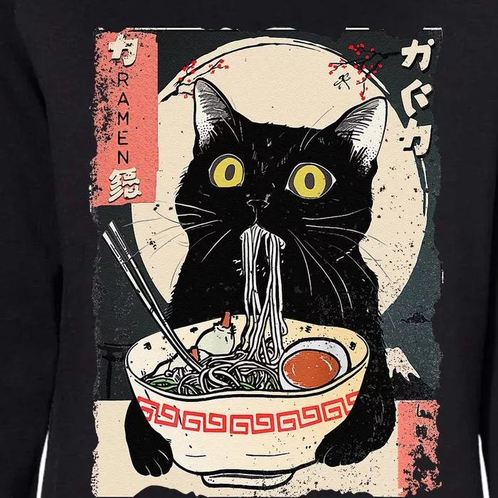 Kawaii Cat Eating Ramen Noodles Funny Anime Gift Womens California Wash Sweatshirt