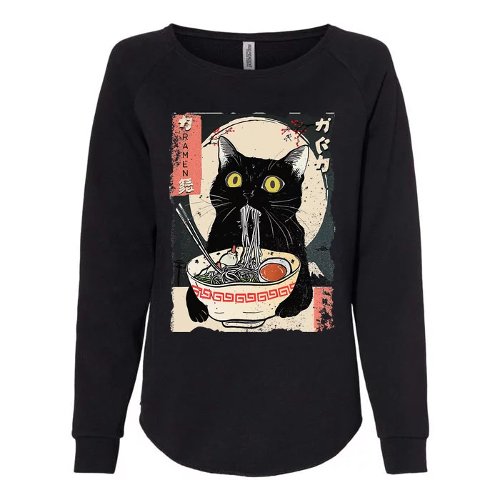 Kawaii Cat Eating Ramen Noodles Funny Anime Gift Womens California Wash Sweatshirt