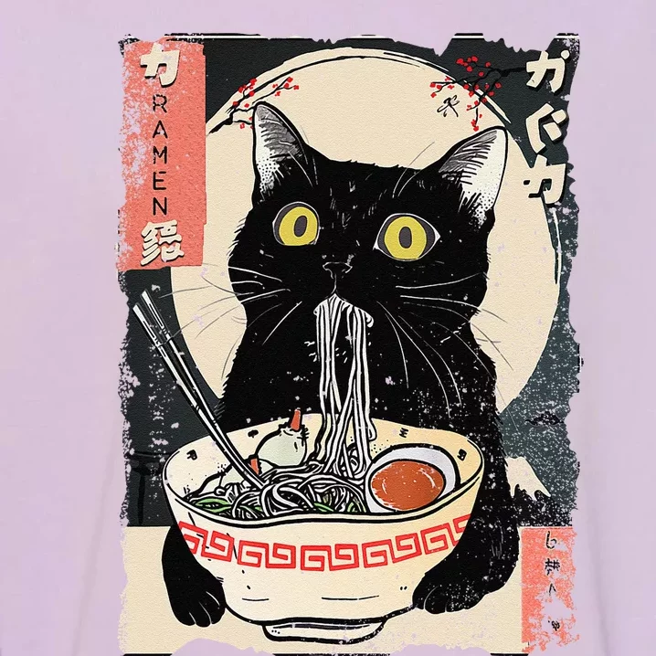 Kawaii Cat Eating Ramen Noodles Funny Anime Gift Garment-Dyed Sweatshirt