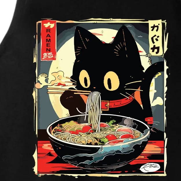 Kawaii Cat Eating Ramen Noodles Anime Gift Girl Ladies Tri-Blend Wicking Tank