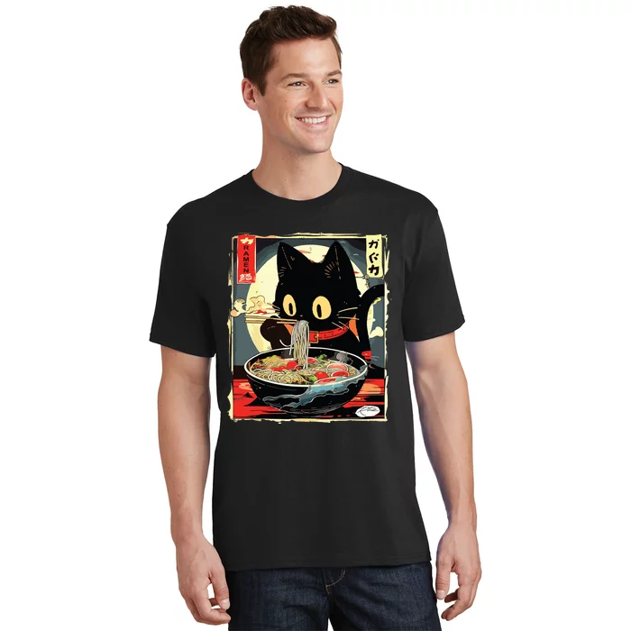 Kawaii Cat Eating Ramen Noodles Anime Gift Girl T-Shirt