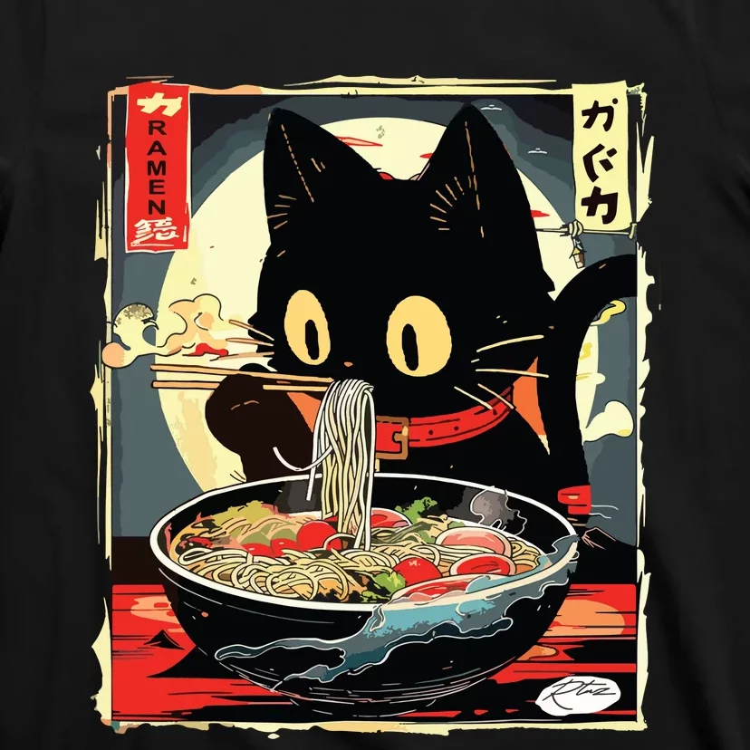 Kawaii Cat Eating Ramen Noodles Anime Gift Girl T-Shirt