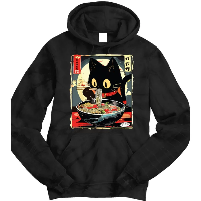 Kawaii Cat Eating Ramen Noodles Anime Gift Girl Tie Dye Hoodie