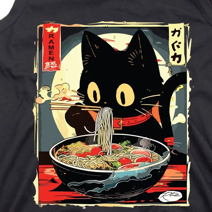 Kawaii Cat Eating Ramen Noodles Anime Gift Girl Tank Top