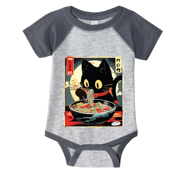 Kawaii Cat Eating Ramen Noodles Anime Gift Girl Infant Baby Jersey Bodysuit