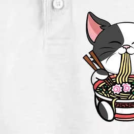 Kawaii Cat Eating Ramen Noodles Japanese Funny Anime Neko Dry Zone Grid Performance Polo