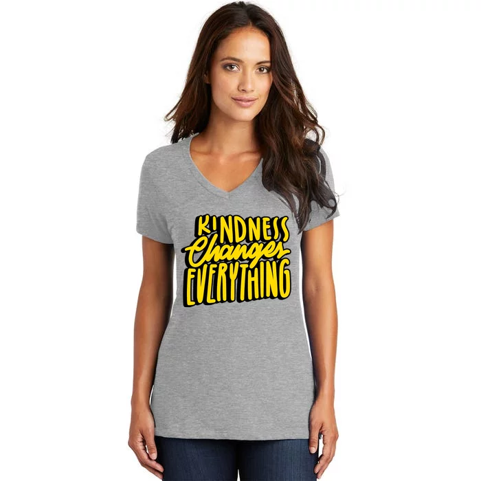 Kindness Changes Everything Retro Women's V-Neck T-Shirt