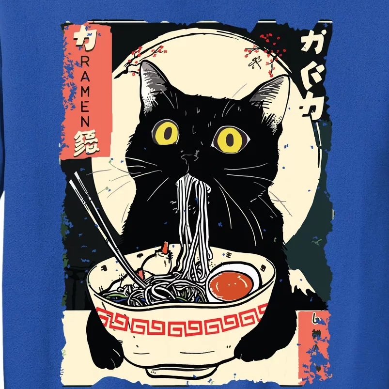 Kawaii Cat Eating Ramen Noodles Funny Anime Gift Girl Tall Sweatshirt