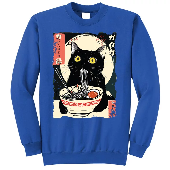 Kawaii Cat Eating Ramen Noodles Funny Anime Gift Girl Tall Sweatshirt