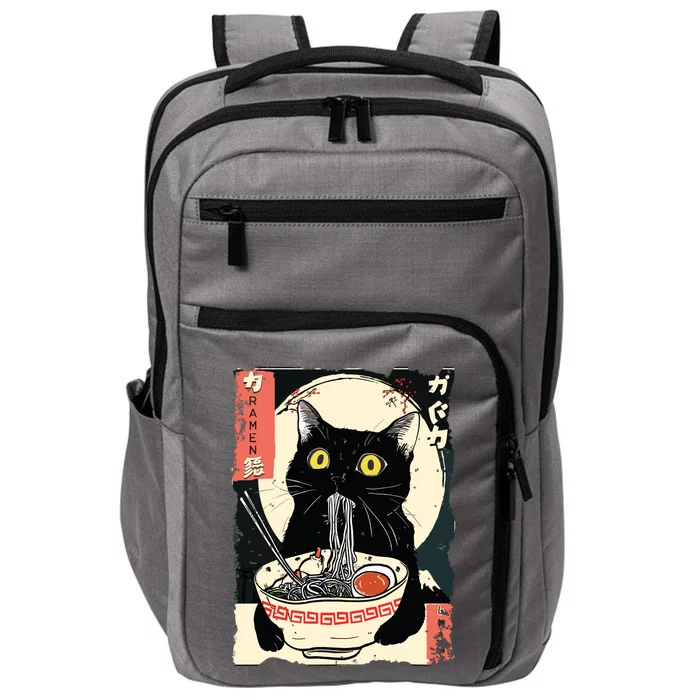 Kawaii Cat Eating Ramen Noodles Funny Anime Gift Girl Impact Tech Backpack