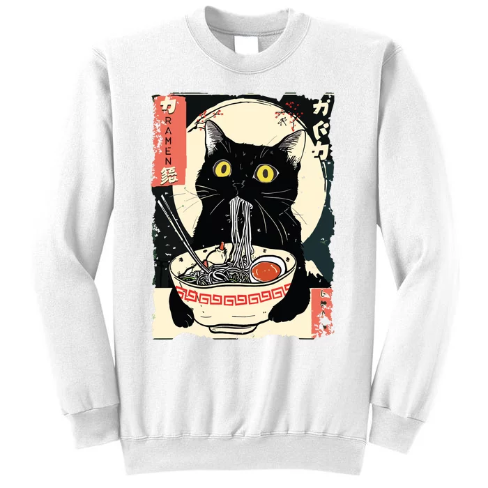 Kawaii Cat Eating Ramen Noodles Funny Anime Gift Girl Sweatshirt